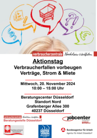 Auf der Grafik sieht man einen Kopf. Die dazugehörige Person macht sich Gedanken über Geld, Verträge, Gesetze und Einkäufe.